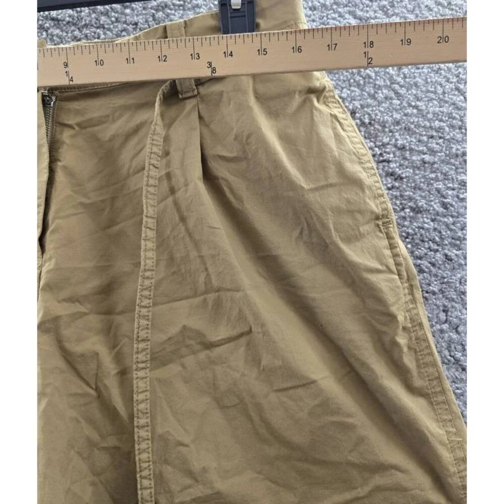 BOSS Orange High-Rise Baggy-Fit Shorts Women's 10 Beige Pleated Zip Hook & Bar